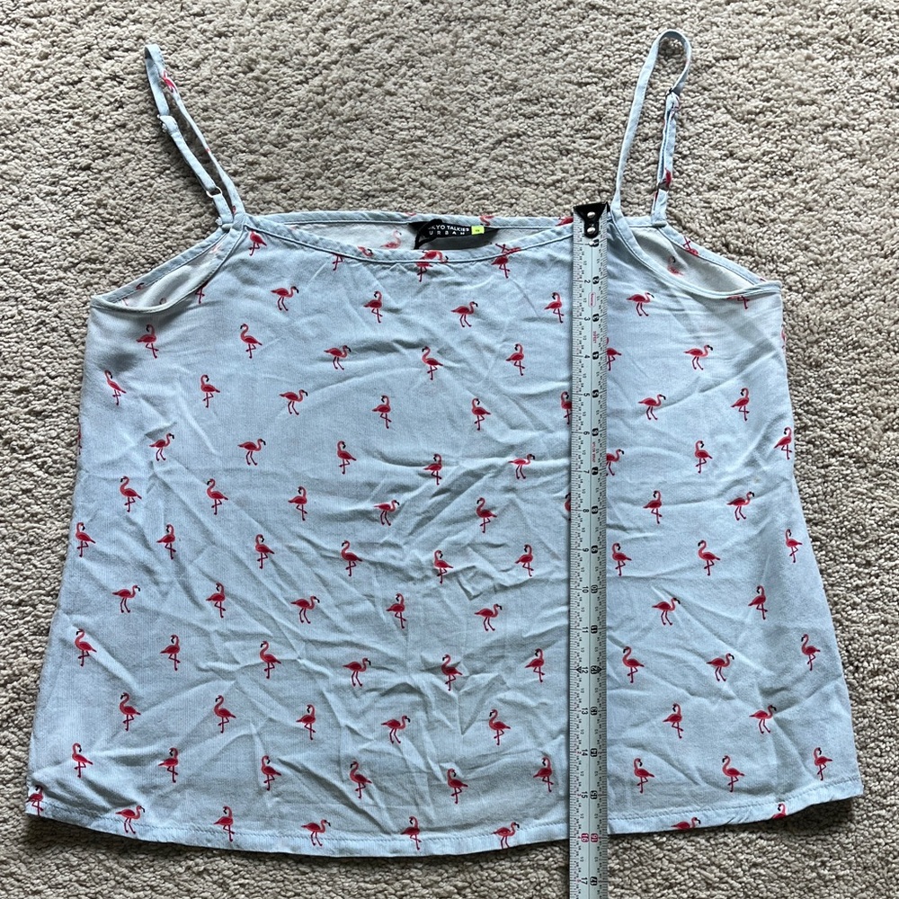 Light Blue Flamingo Print Adjustable-Strap Cami